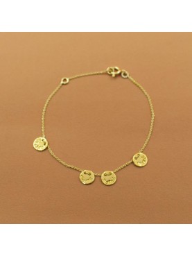Bracelet Les pensées en or médaille 6 mm
